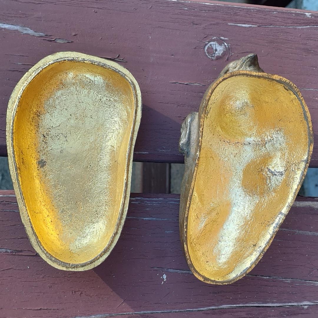 茶道具　鋳銅造り　ひよこ　香盆　香合　金箔　共箱　アンティーク　時代物