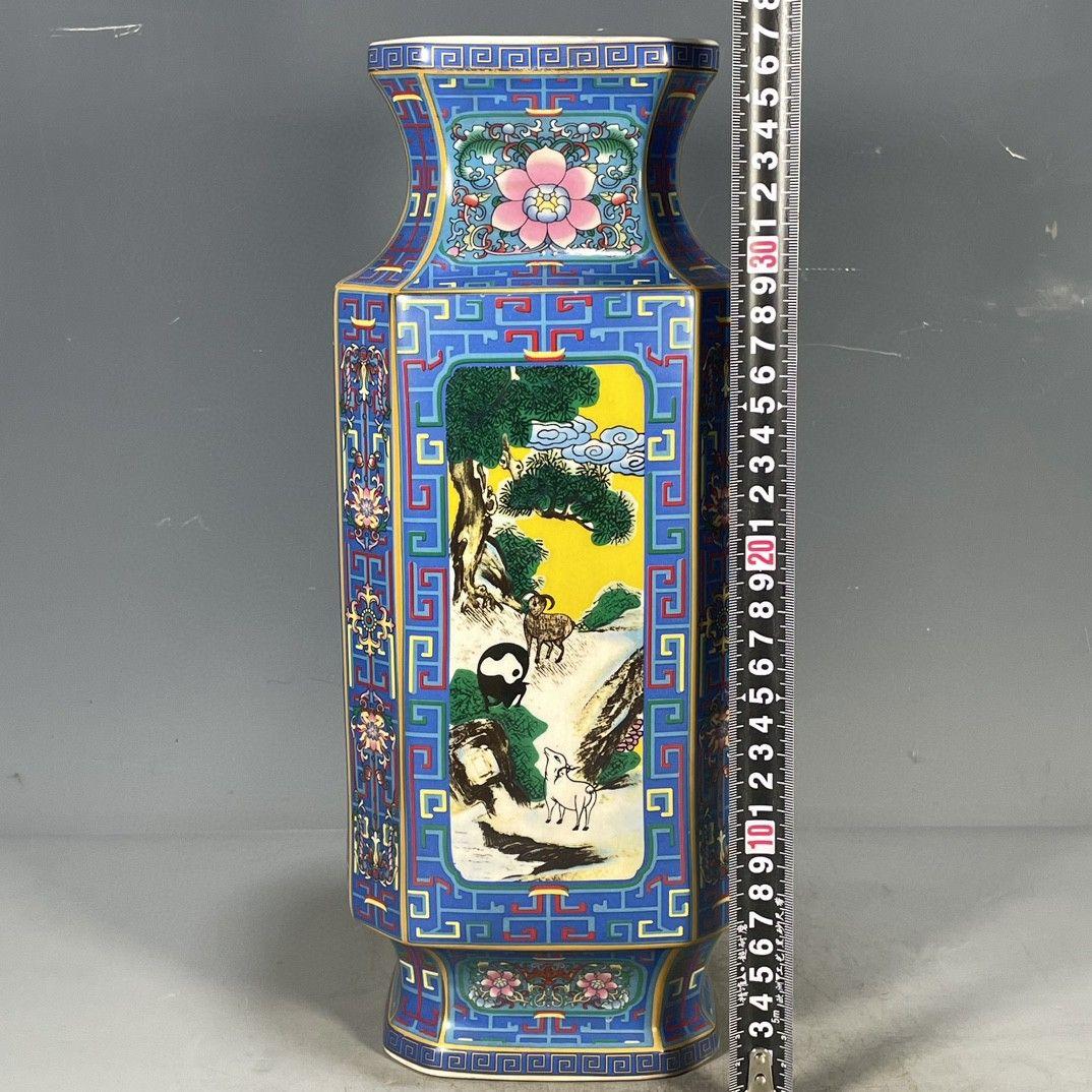 五彩花鳥紋賞瓶 景徳鎮 陶磁器 装飾品 現代工芸品美術品 置物