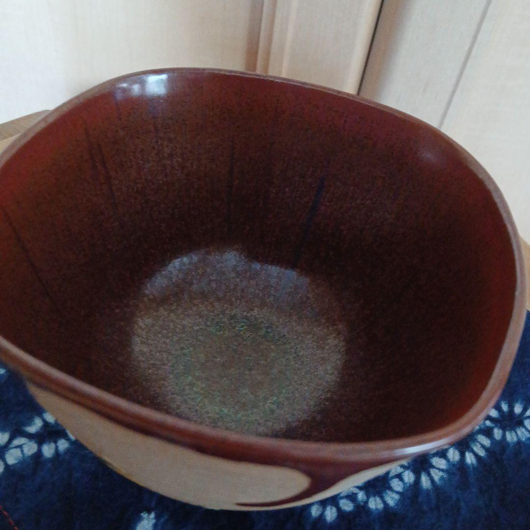 茶道具 天目釉 草花散 茶碗 通次嵩山 造