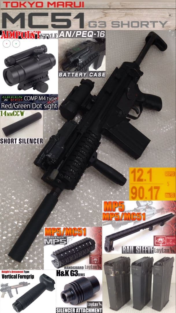 東京マルイ 電動ガン G3 SHORTY MC51 内外改 付属品多数 サバゲ