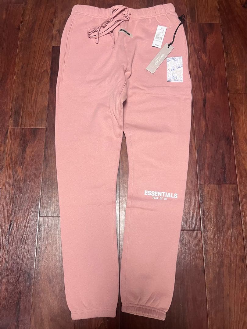 fog essentials スウェットパンツ反射フォント　ピンク裏起毛