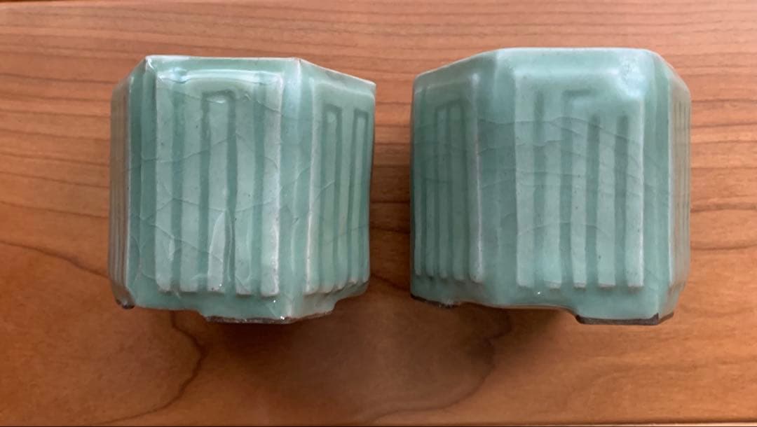 希少　六代　館林源右衛門　作　有田焼　青磁源氏香之図聞香炉　1対