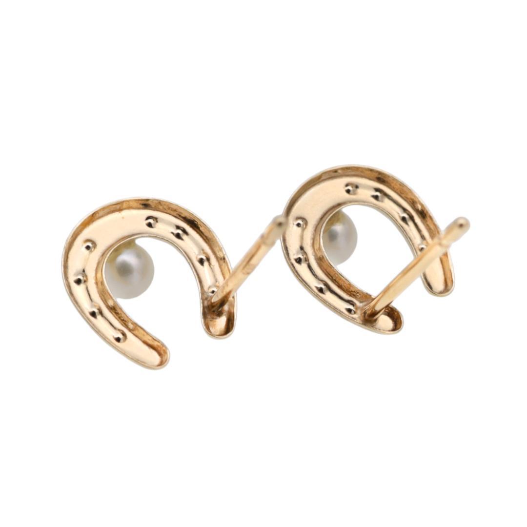 幸せをキャッチするバテイ・淡水真珠デザインピアス　K10YG