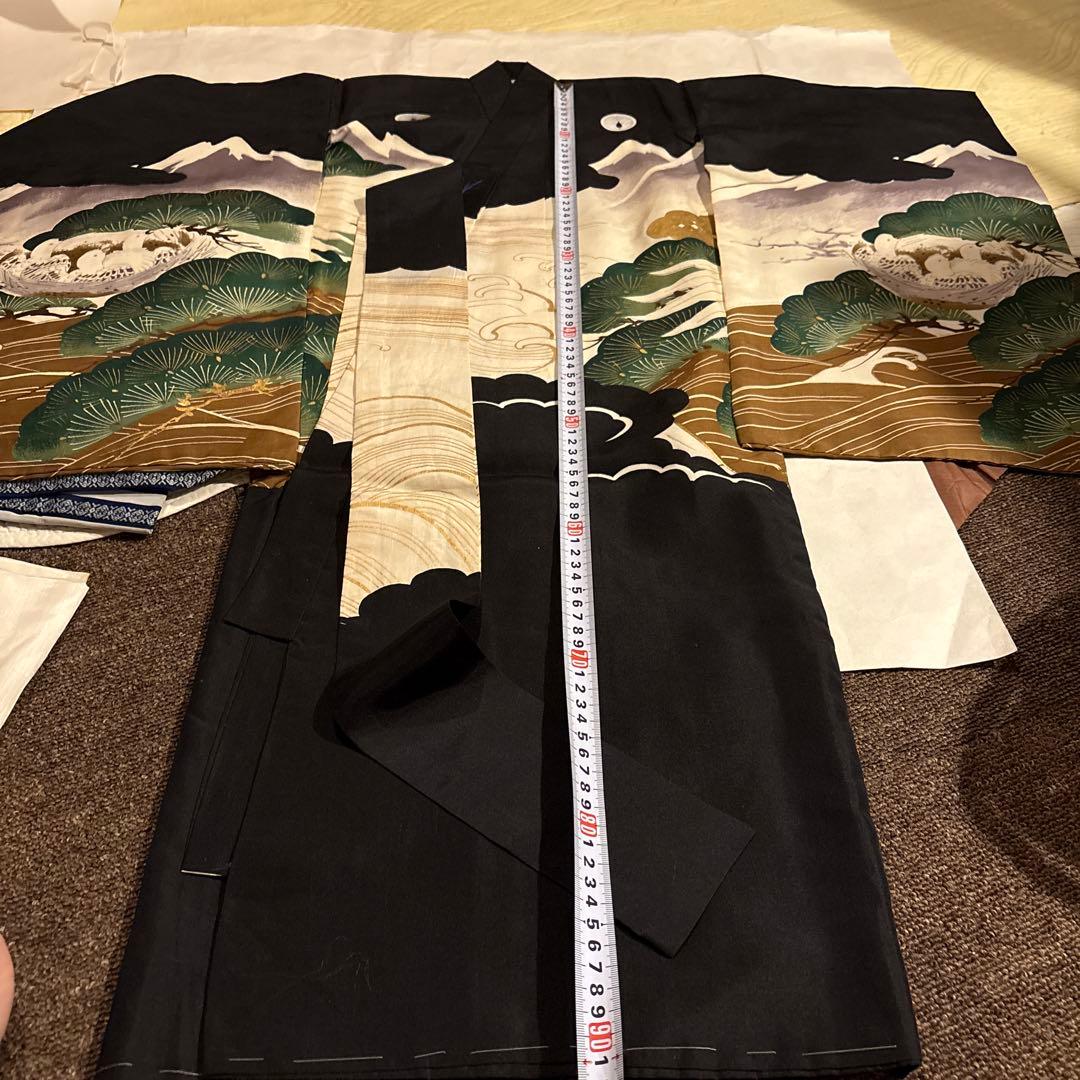 骨董品 ヴィンテージ 50年前 男の子 七五三 お宮参 伝統的な鶴デザインの着物