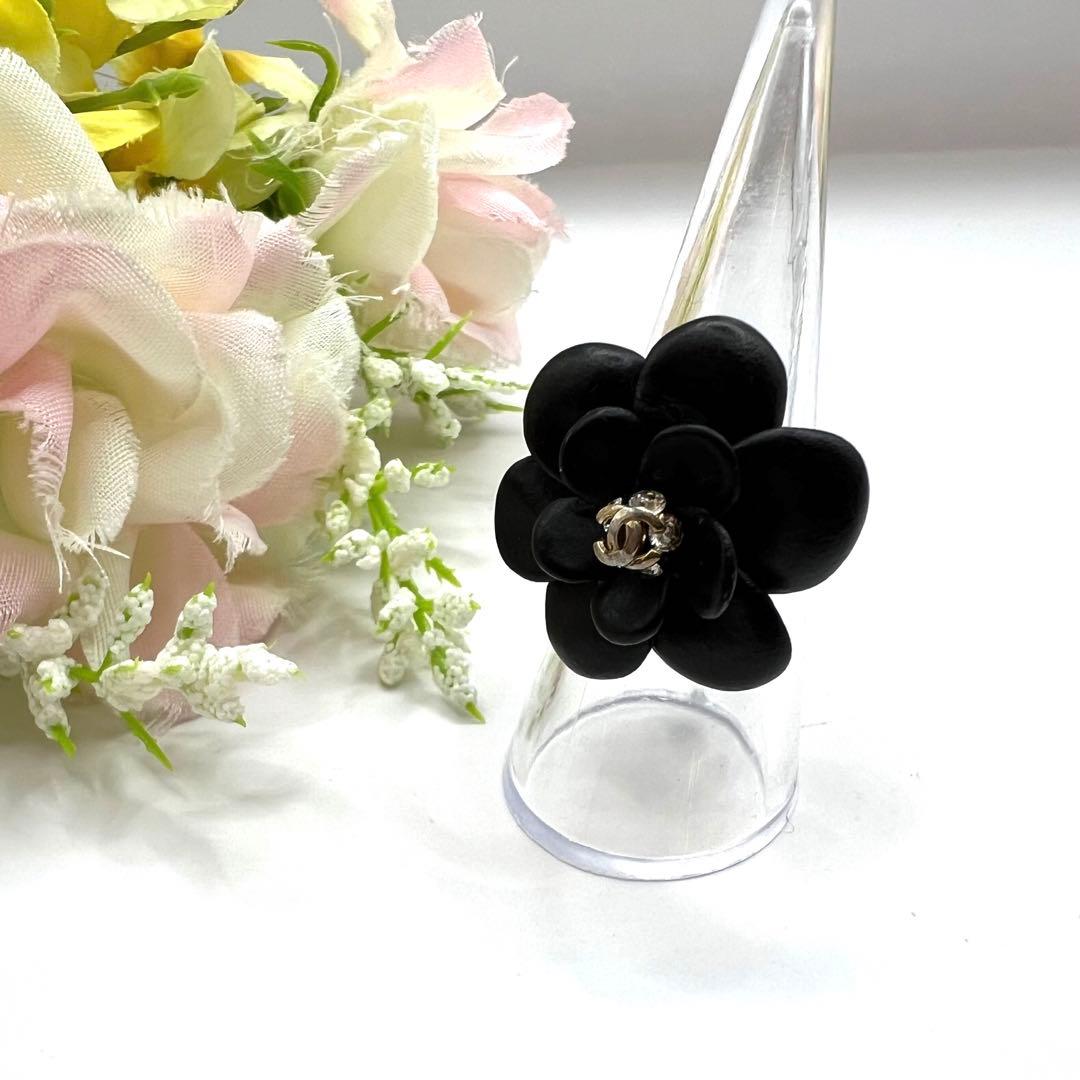 【極美品】シャネル リング 13号 ココマーク カメリア ラインストーン 02A