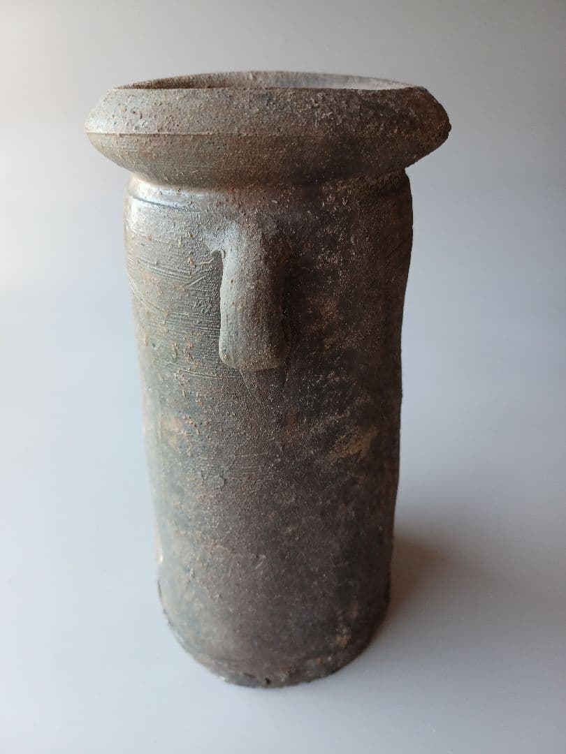 備前焼　花入　花瓶　山本宗秀作　備州窯　茶道具　茶道　土味　力強い感じ　耳付