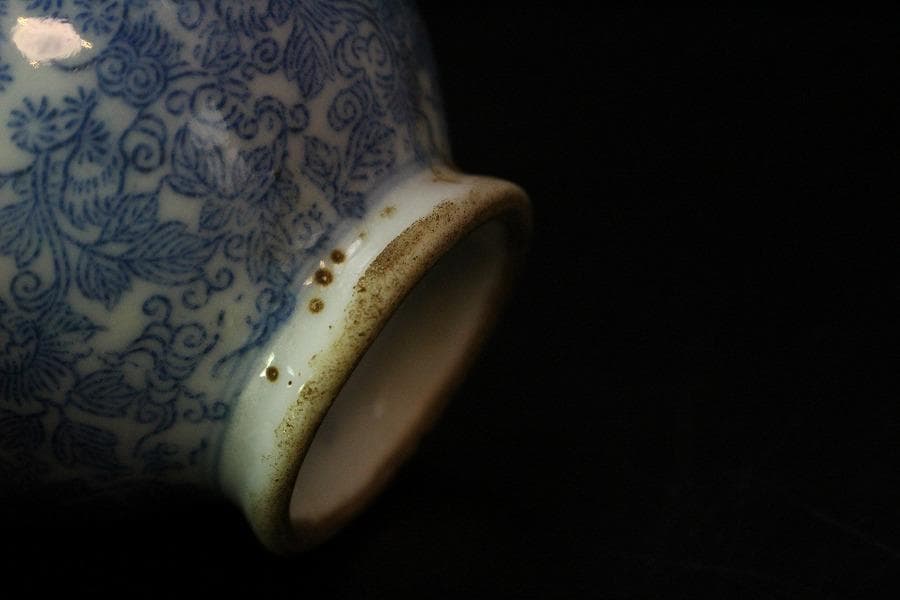 煎茶 染付 碗 五件 時代物(K-LC763)