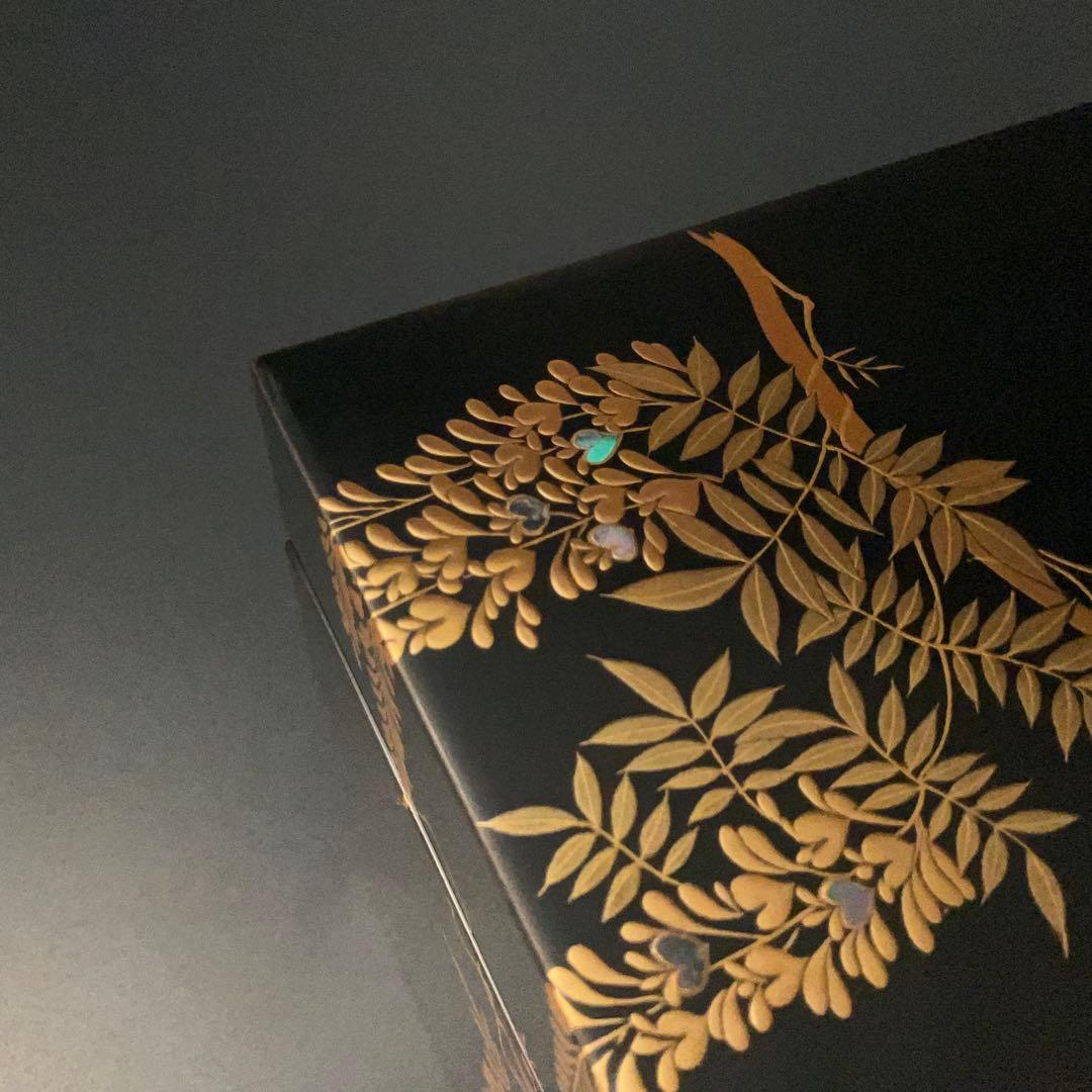 【茶道具】輪島塗　茶箱　藤蒔絵　6R0938ダP2