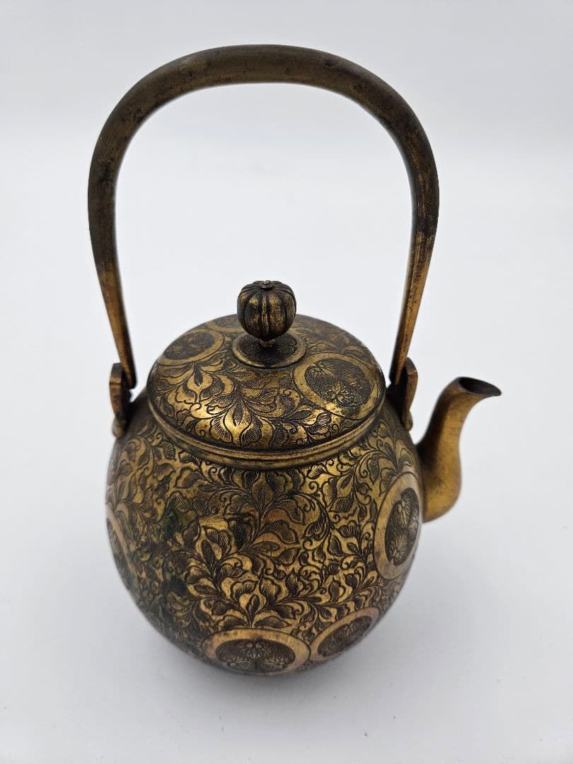 徳川家伝来 三つ葉葵紋 金銅薬缶 徳川家康 大名道具 煎茶道具 時代物