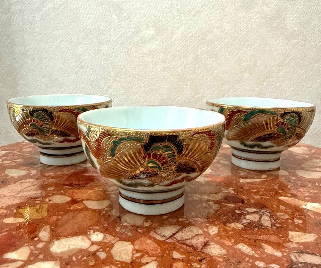 ☆高級アンティーク 骨董 茶器セット ぐい呑み 美品希少 金彩 清水焼き?!