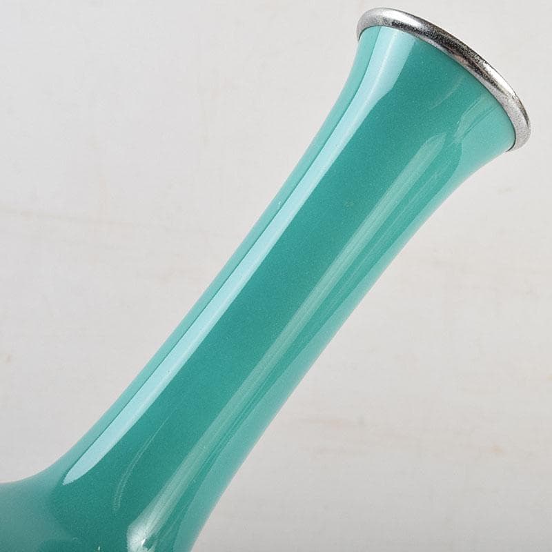 七宝焼　安藤七宝店　緑釉　花文　花瓶　合わせ箱　C　R9385H