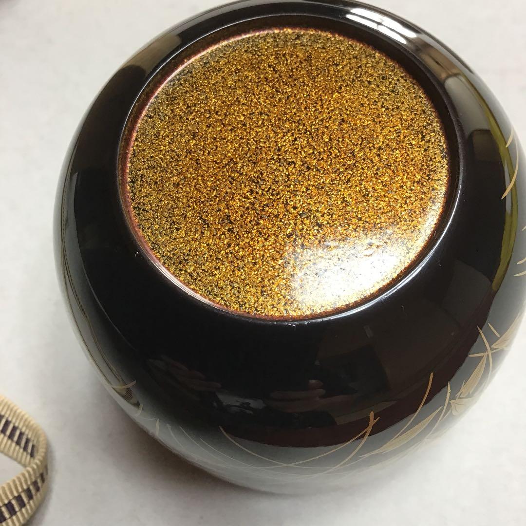 棗　秋草蒔絵　螺鈿　利休棗　茶平一斎　輪島塗　漆芸　人間国宝　秋の七草　共桐箱