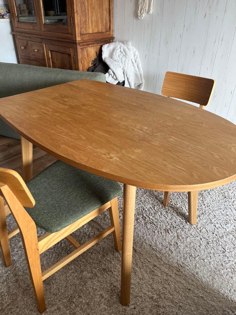 木製半楕円形ダイニングテーブル　椅子は別途出品してます　Francfranc