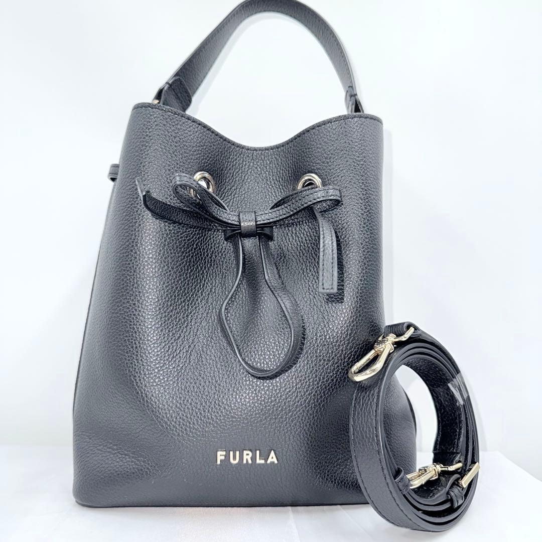 ✨美品✨FURLA フルラ コスタンザ 2WAY バケットバッグ ブラック 巾着
