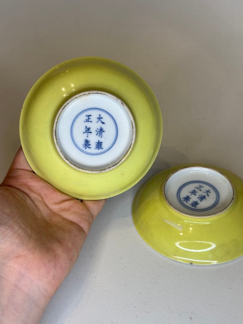 qucol lect大清雍正年製 小皿 2枚セット 風景画 陶磁器 骨董