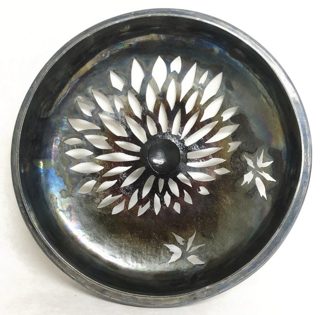 古青磁大香炉 純銀火屋付約174g 修復あり 茶道 香道 陶器 WWTT195