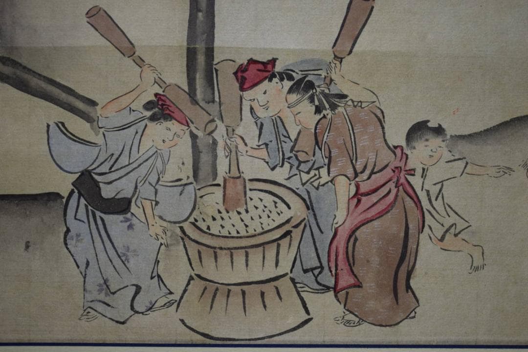 複製/渡辺崋山/味噌作り人物図/工芸/布袋屋掛軸HH-8