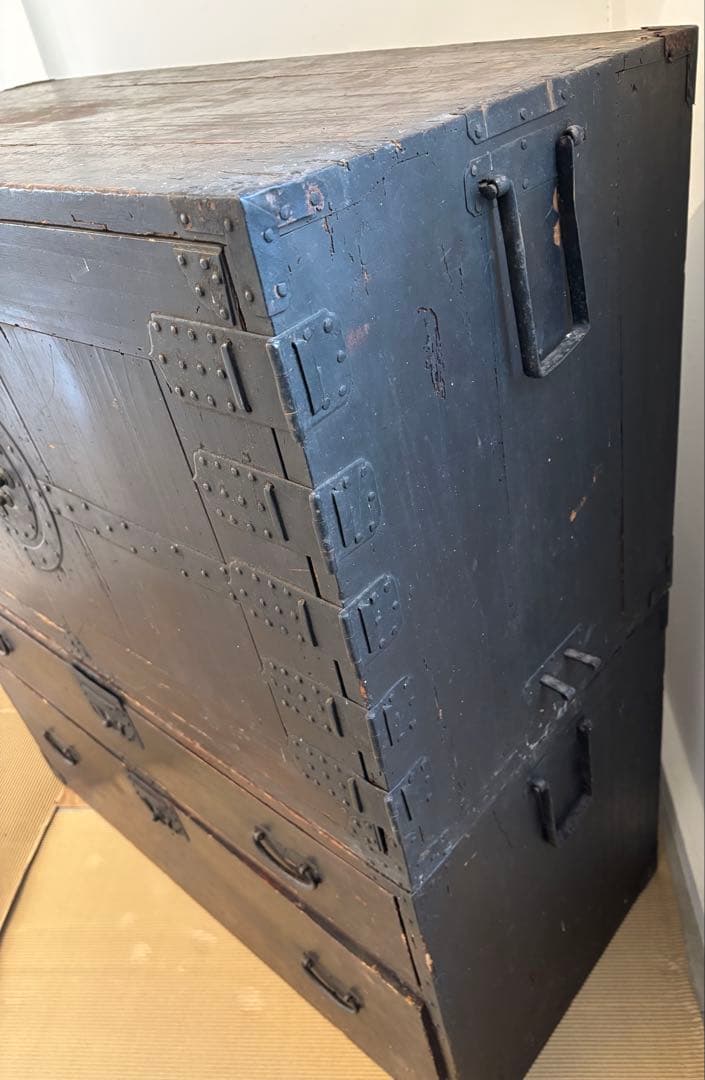 時代箪笥 扉付き4段 アンティーク和箪笥 古道具 古家具 明治