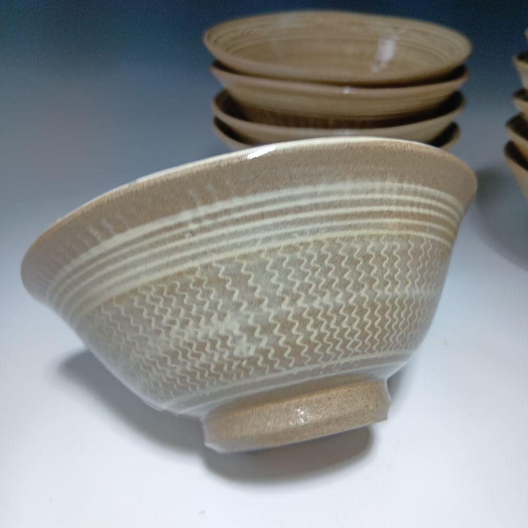 値下げ茶道具　廣州窯　三島手　数茶碗10客　 共箱　未使用品　美品