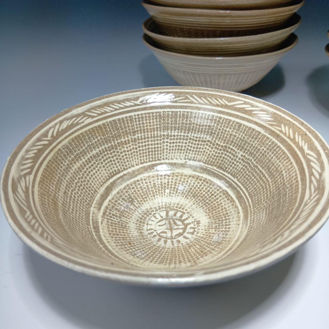 値下げ茶道具　廣州窯　三島手　数茶碗10客　 共箱　未使用品　美品