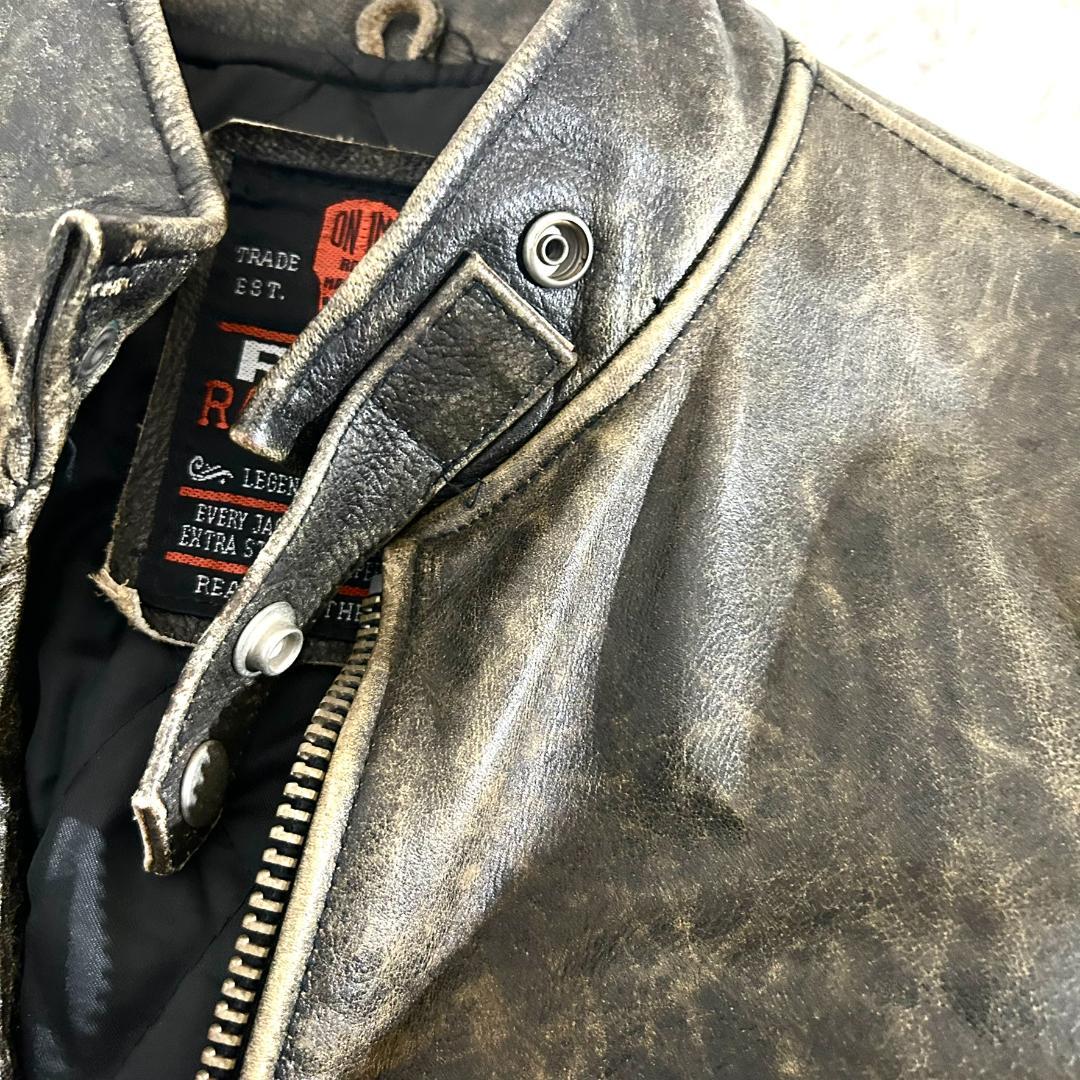 レザージャケット シングルライダース 本革 RAINBOW RBC メンズ L