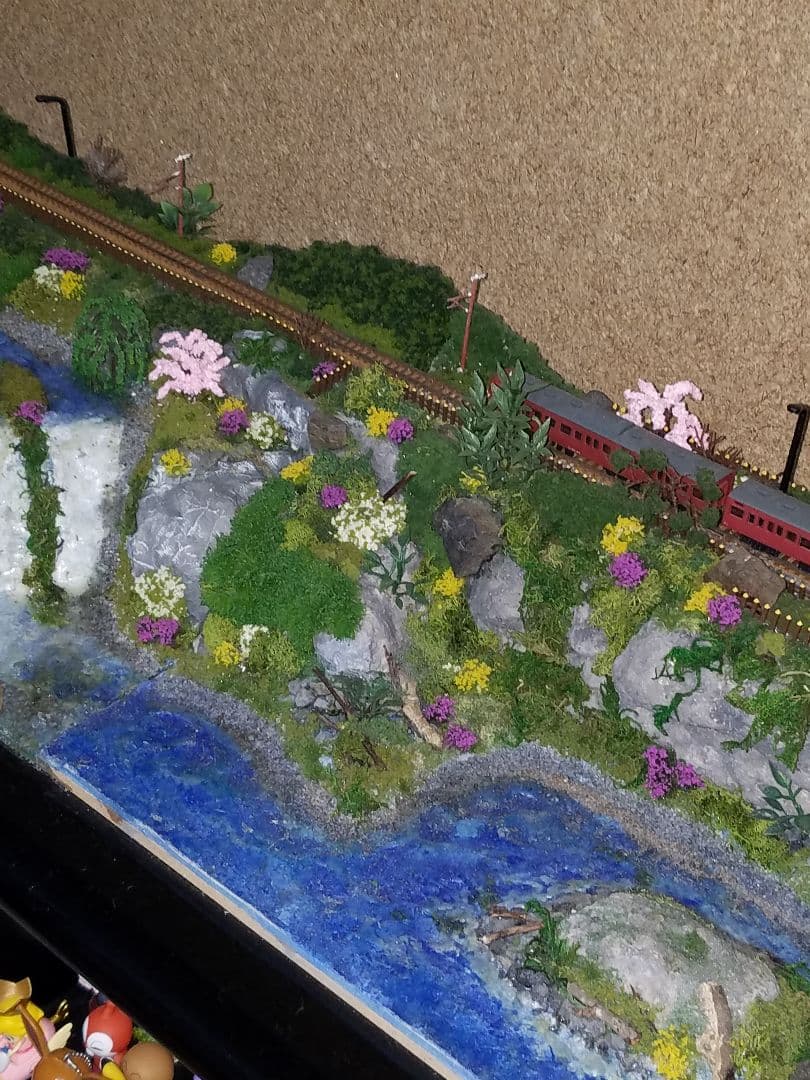 鉄道模型風景 鉄道と桜の風景、愛媛県、引き取り限定