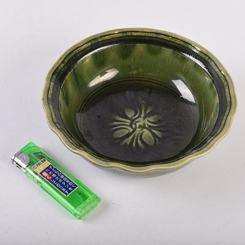 北大路魯山人作　織部焼　輪花小鉢　五客　共布　黒田陶々庵極め箱　M　R8898B