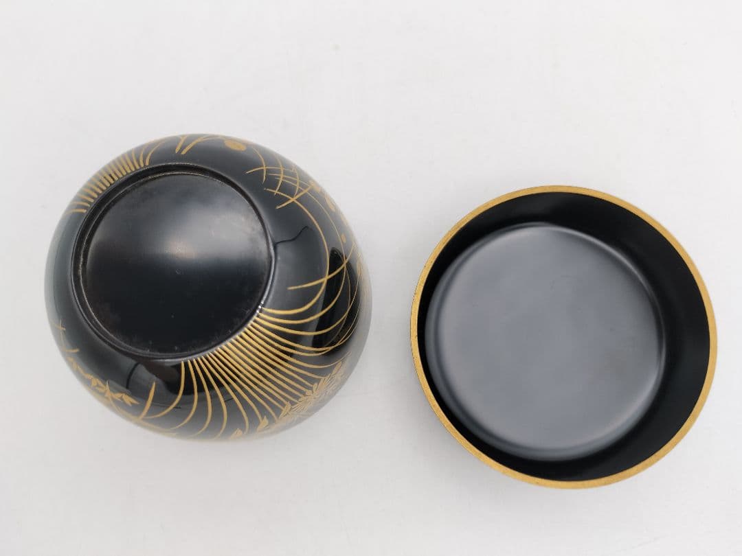 【セール】b160 春秋棗 一双（春野・秋野棗）華山作 木箱入 茶道具 古物