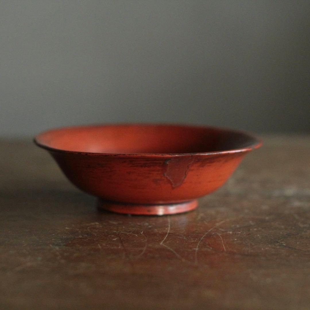 朱塗り 盃 平盃 小椀 平鉢 No.4 古美術 古道具 アンティーク 漆器
