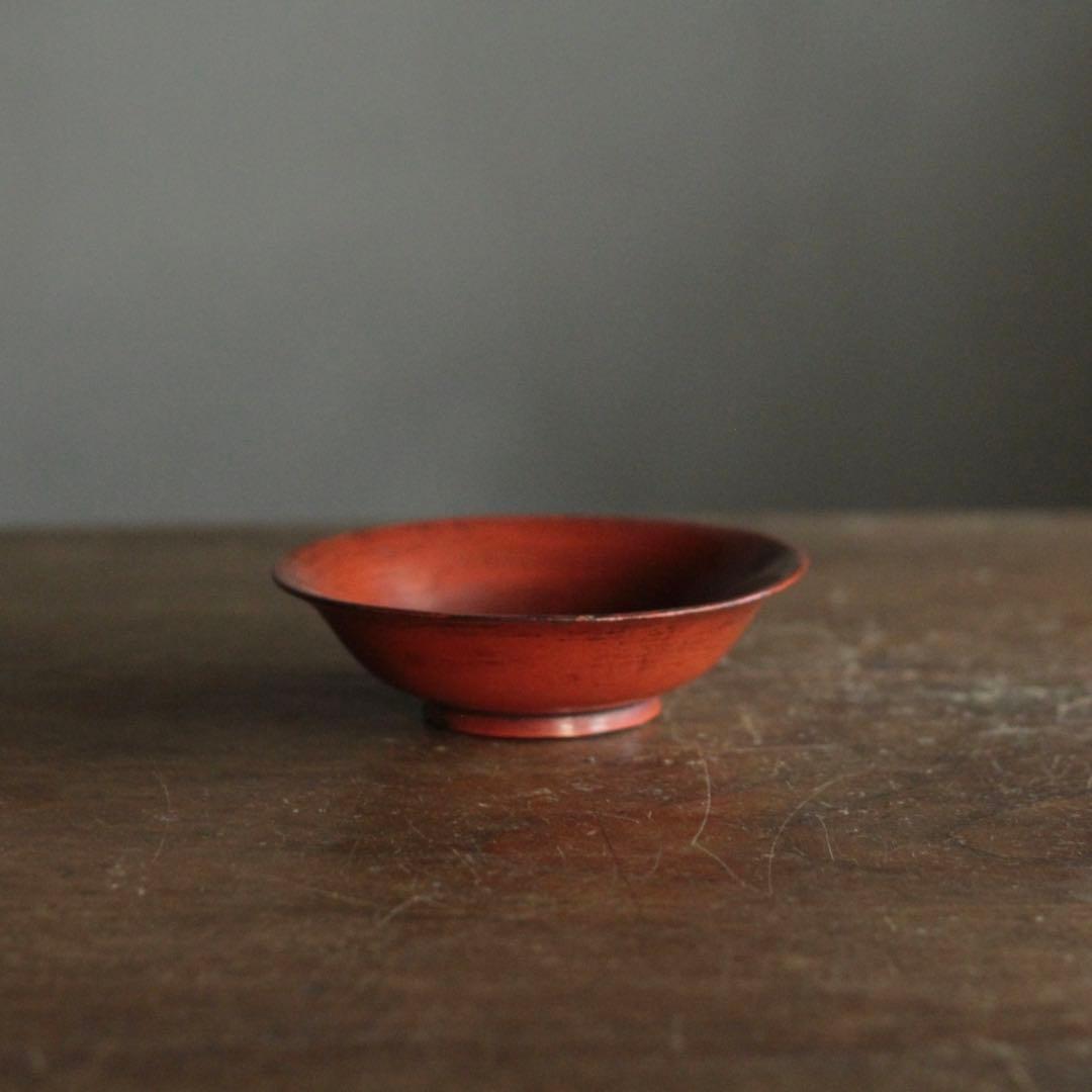 朱塗り 盃 平盃 小椀 平鉢 No.4 古美術 古道具 アンティーク 漆器