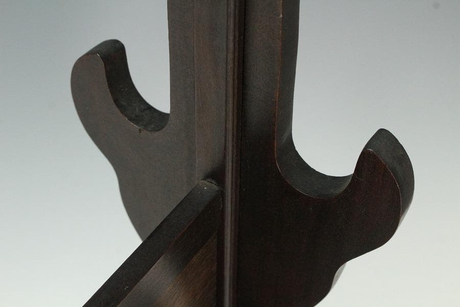 武具甲冑 刀掛 鍔紋透かし 木彫刻 時代物(K-YC460)