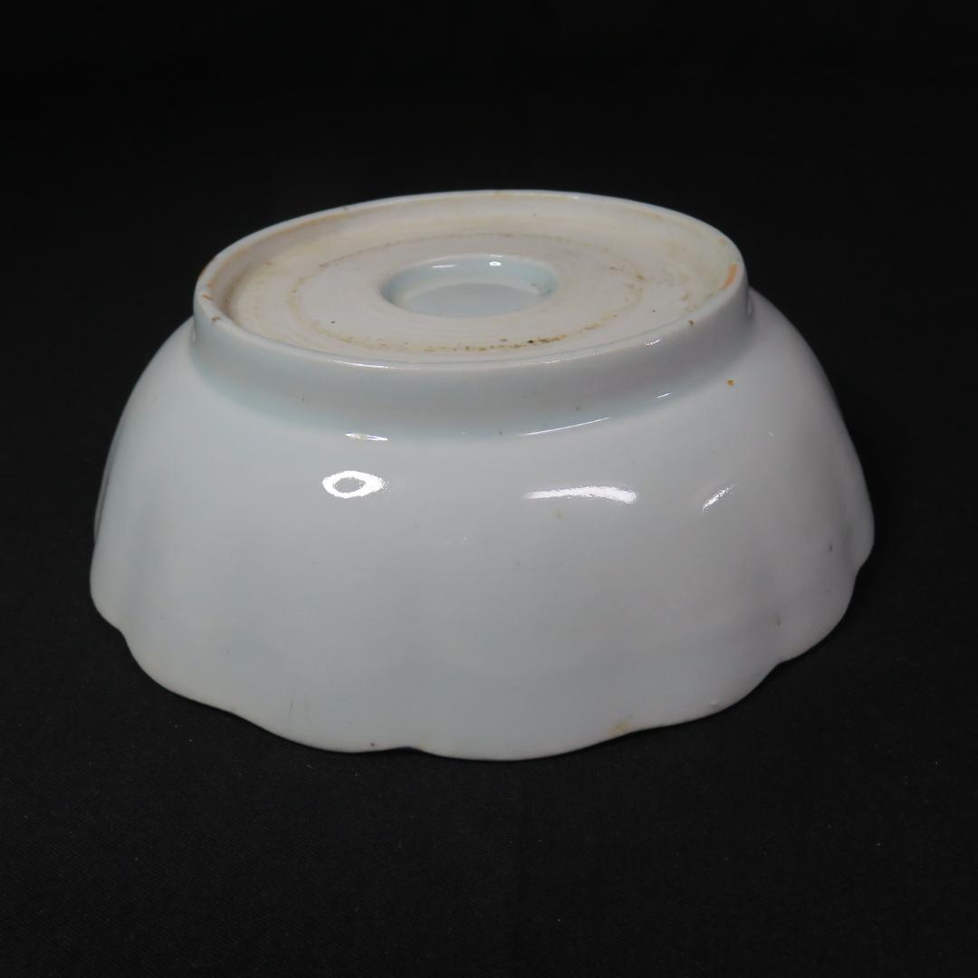 なます皿 山水 金彩 染付 江戸時代 蛇の目高台 夜景 夜図 窯傷