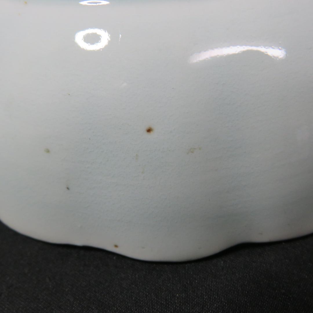 なます皿 山水 金彩 染付 江戸時代 蛇の目高台 夜景 夜図 窯傷