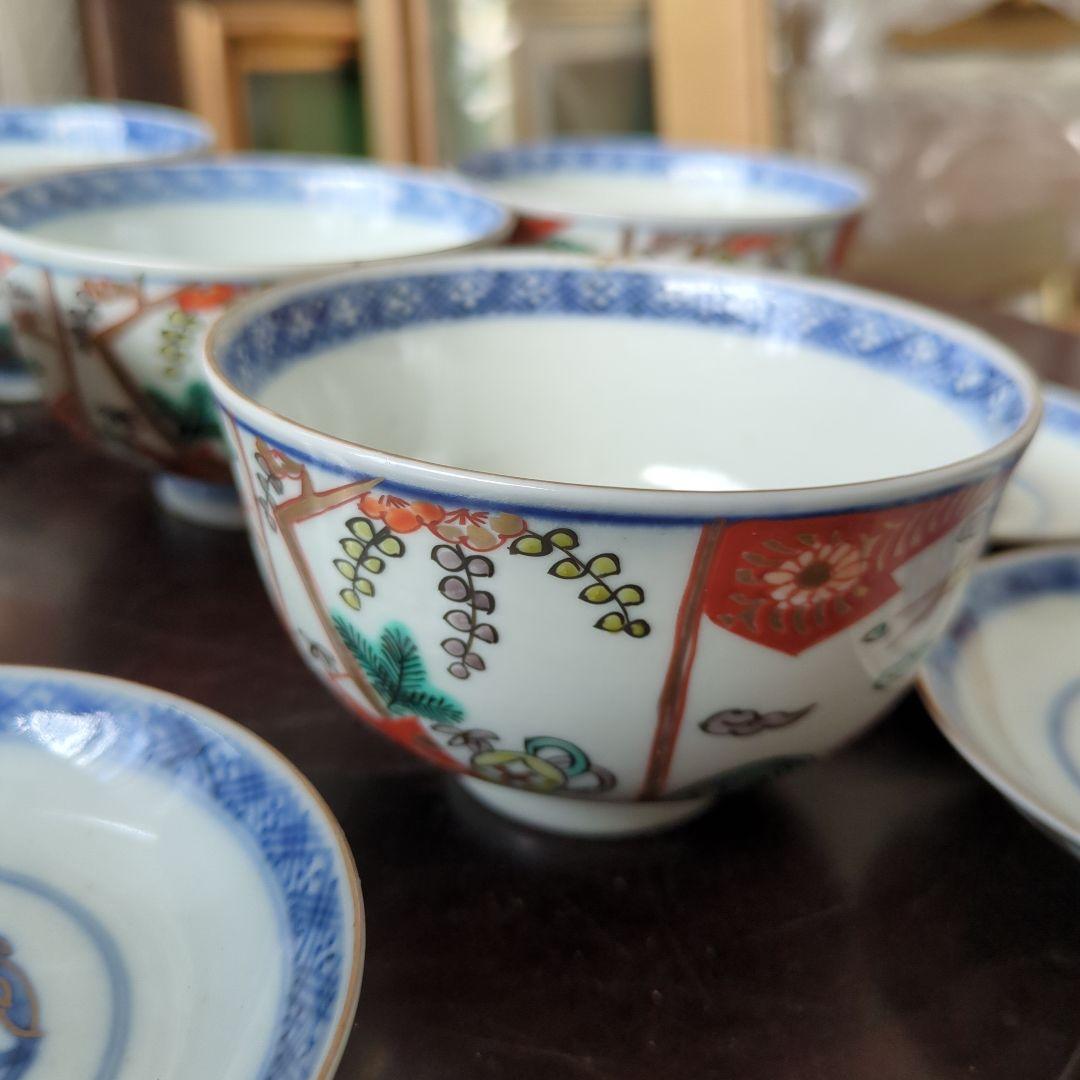 骨董 伊万里 古伊万里 蓋茶碗 色絵 金彩 煮物碗 アンティーク 5つ〜