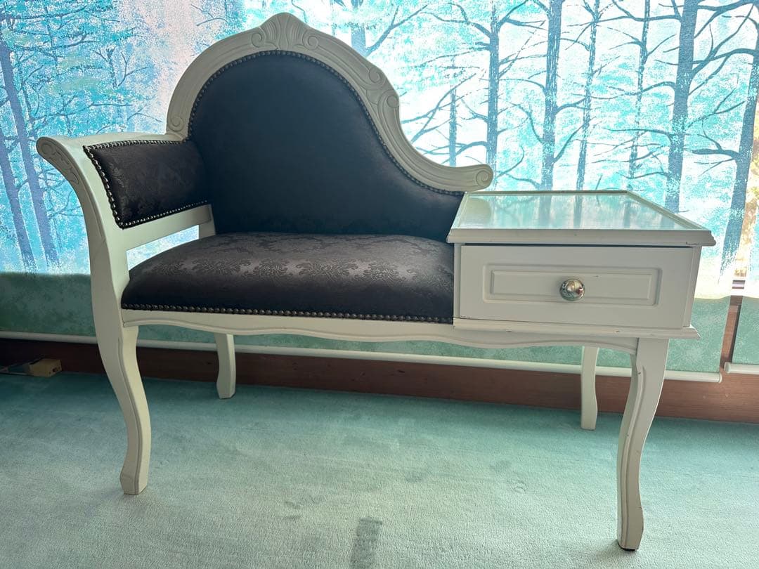 イタリア家具 ヨーロッパ家具 イタリア製家具　電話台付ベンチ　アンティーク