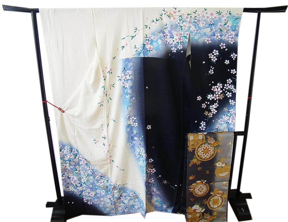 値下げ交渉ＯＫ！極上ちりめん地 白地 振袖 セット 正絹 Ｂ４３６