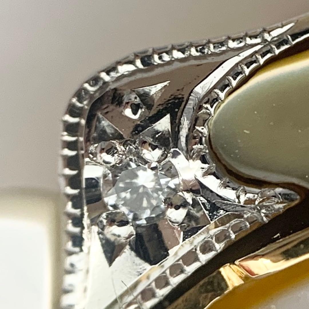 エルヴィンポーリー K18 Pt900 カメオ ブローチ ダイヤ シェル メノウ