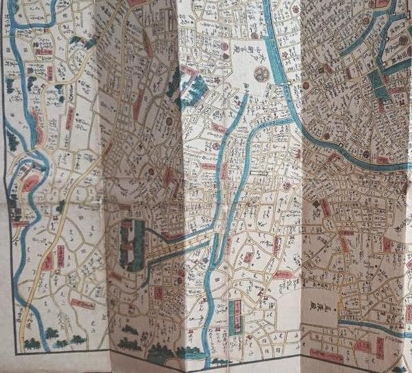 16　天保改正御江戸大絵図　弘化2年改正　高井蘭山　岡田屋嘉七　木版色摺