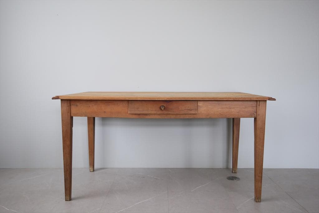 フランスアンティーク木製ダイニングテーブル/机/作業台デスク/飾り棚(88-80