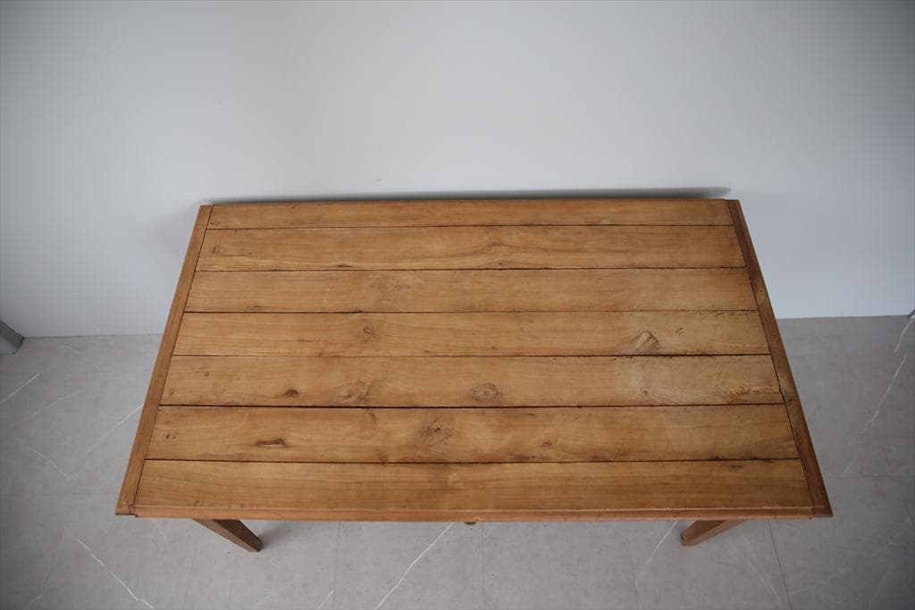 フランスアンティーク木製ダイニングテーブル/机/作業台デスク/飾り棚(88-80