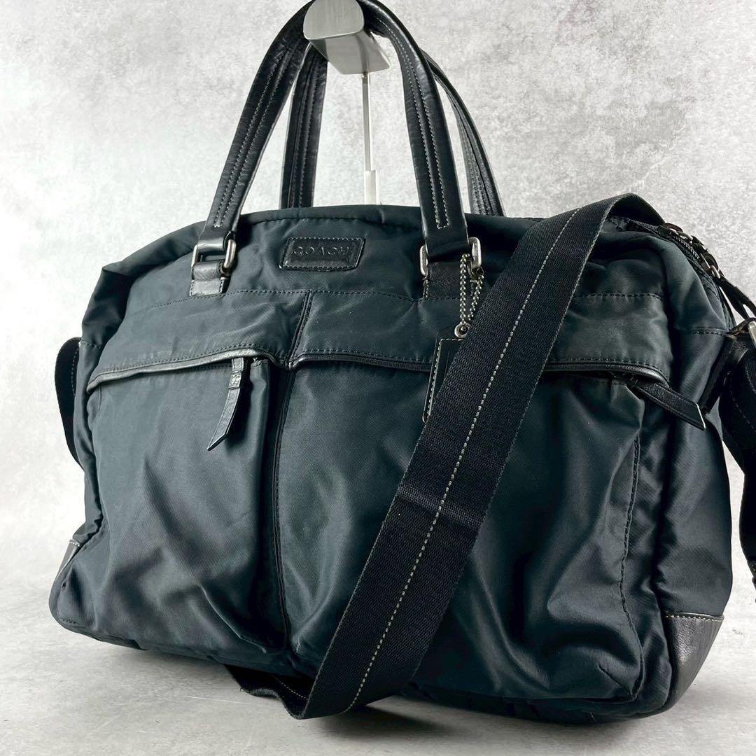 ✨美品✨コーチ　ビジネスバック　2way クロスボディ　ナイロン×レザー　黒
