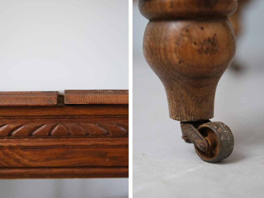 フランスアンティーク木製ダイニングテーブル/机/作業台デスク/飾り棚86-171