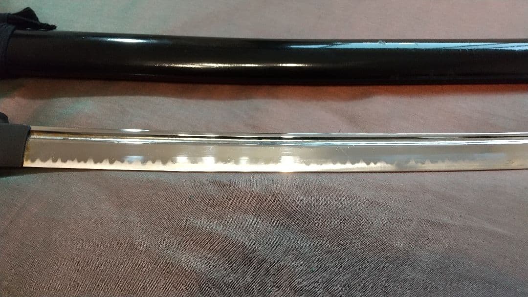 【樋入り尖り互の目刃紋】模造刀 舞踊 模擬刀 拵え 喰出し鍔 刀剣 日本刀 刀