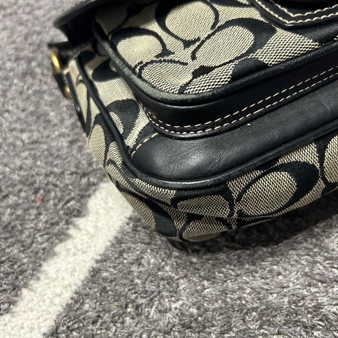 希少 美品 コーチ ショルダーバッグ シグネチャー ターンロック クロスボディ