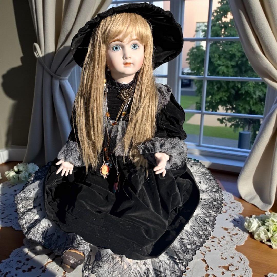 ビスクドール アーテー AT リプロ ブラック ベルベット ロングドレス ボネ