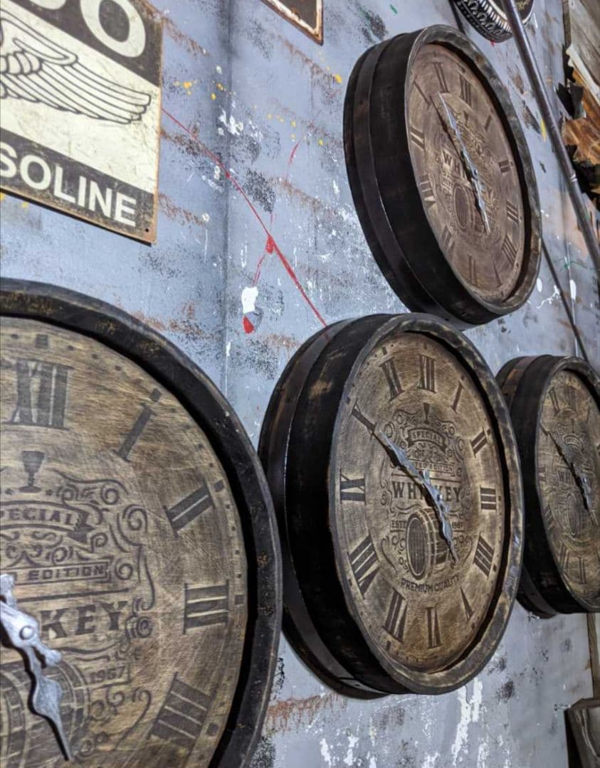 ラスト1個 ウイスキー樽 壁掛け時計 バレル型 ウォールクロック ホグスヘッド
