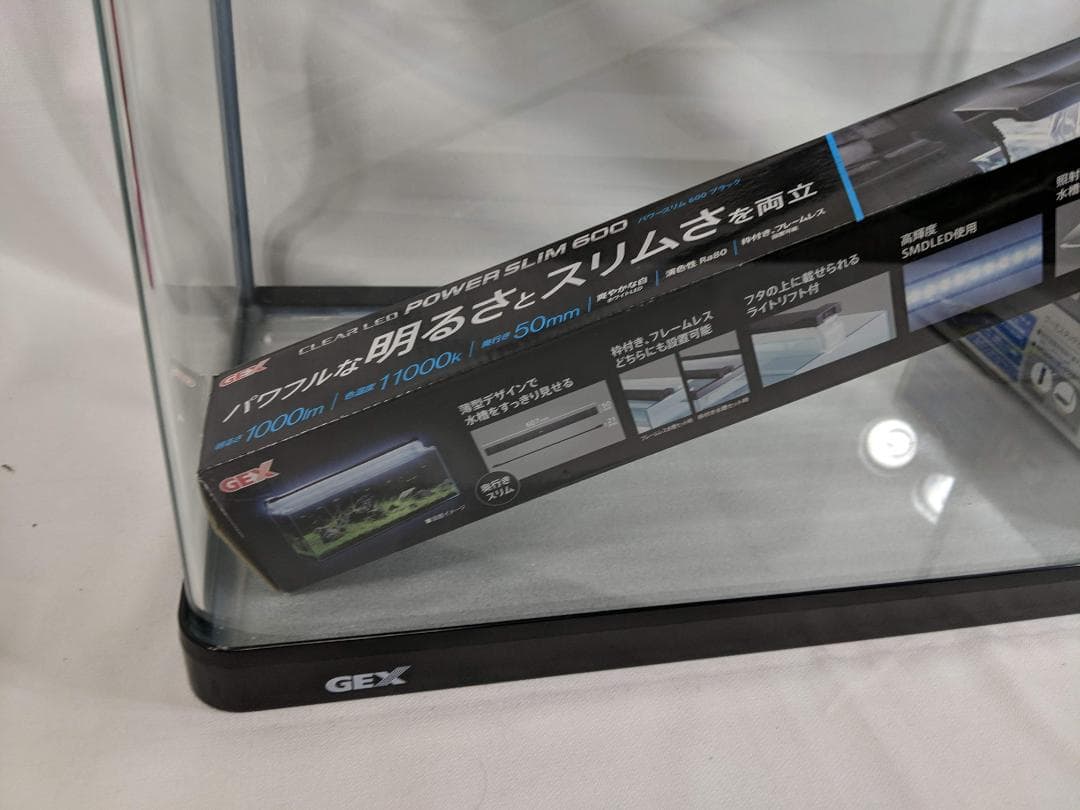 【新品】60cm曲面水槽GEX POWER SLIM 照明&ヒーターのセット
