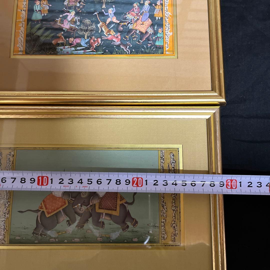 高級インド　2点セット　ミニアチュール　細密画