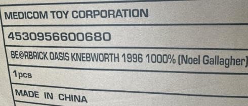 新品 BE@RBRICK OASIS KNEBWORTH 1996 1000％
