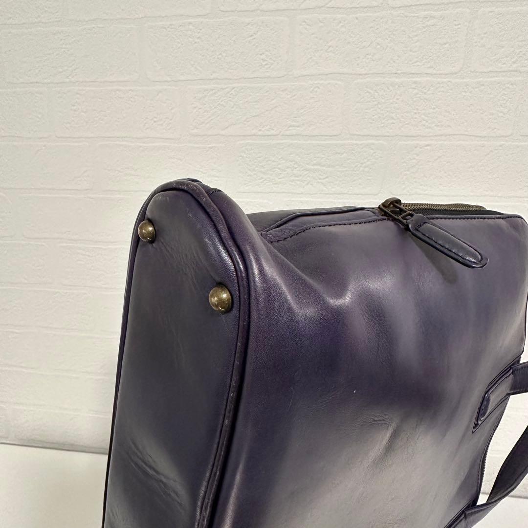 マザーハウス　アンティークスリム　ビジネスバッグ　ネイビー　レザー